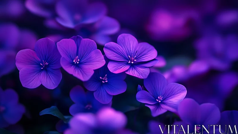 Purple Geranium Blossoms in Sharp Focus