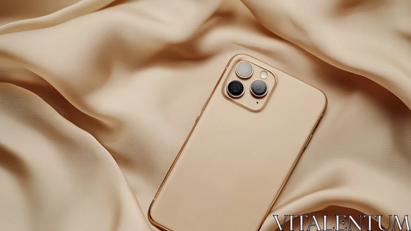 Gold iPhone Pro Smartphone with Triple Camera Setup.