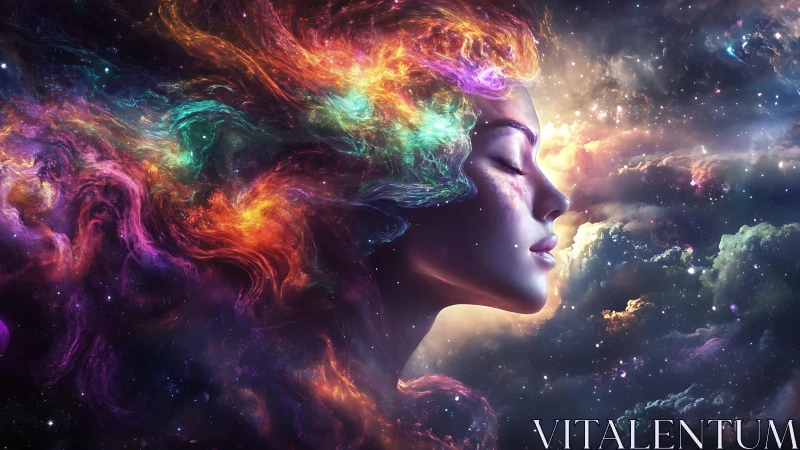 Starlit Dreamer Breathing Nebula Colors Into Night.