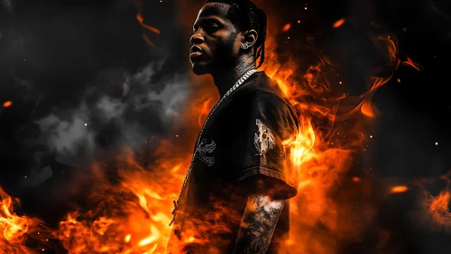 Profile Portrait with Pyroclastic Motion Graphics Composite.