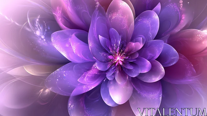 Iridescent violet fractal flower in luminous bloom panorama.