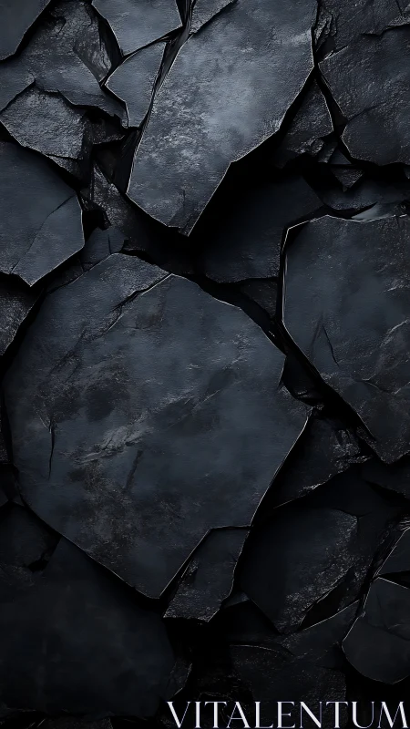 Deep charcoal stone slabs create a calm, textured backdrop