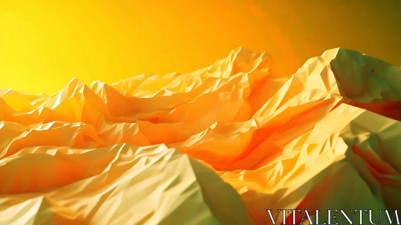 Low-poly terrain rendered as abstract sunlit polygonal mountains