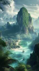 Emerald Paradise Awaits: Mystical Lagoon Nestled Among Towering Cliffs