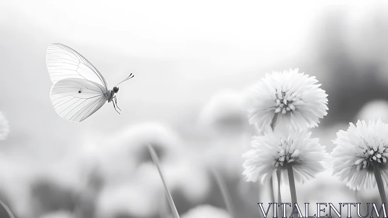 Delicate Butterfly Dances Among Dreamy White Flowers