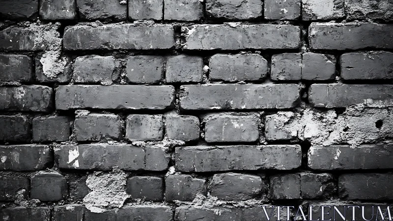 Weathered brick wall texture in stark monochrome contrast.