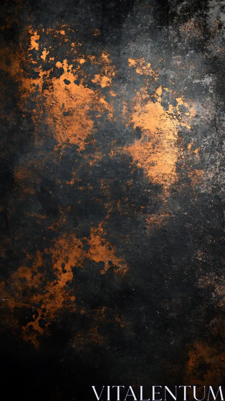 Burnt orange corrosion texture on dark grunge surface.