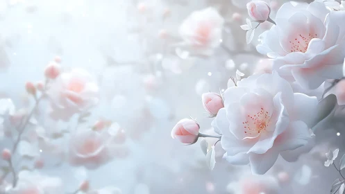 Delicate Pink and White Blossoms in Soft Spring Light.