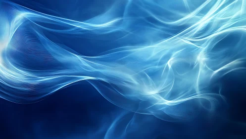 Flowing Blue Abstract Waves in Digital Art Style.