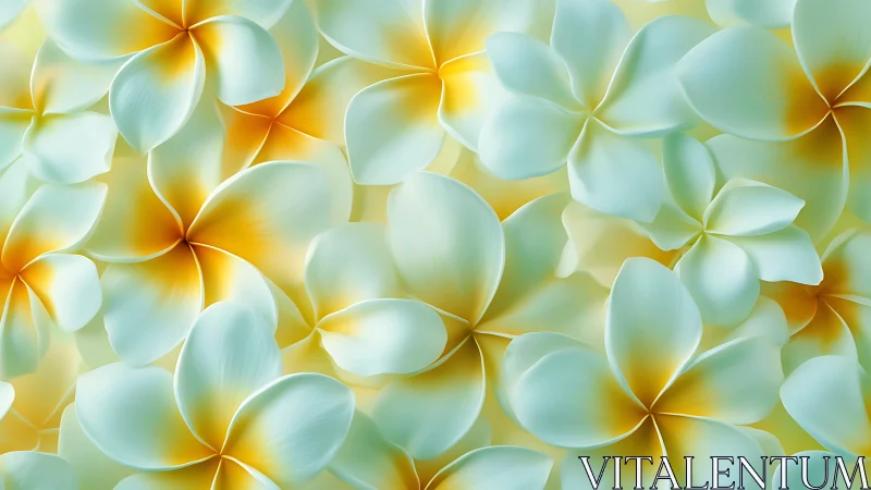 Soft Yellow Plumeria Flowers with Luminous Gradient Petals