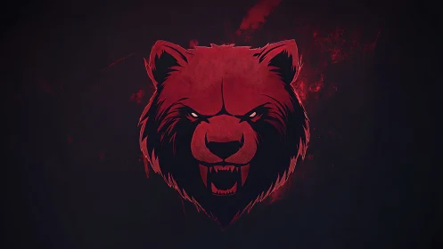 Roaring crimson bear emblem in a moody midnight glow.