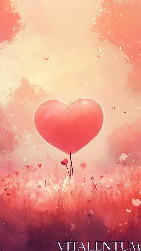 Heart-Shaped Balloon in Watercolor Dream.
