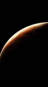 Soft sunrise over a quiet copper planet’s glowing edge.