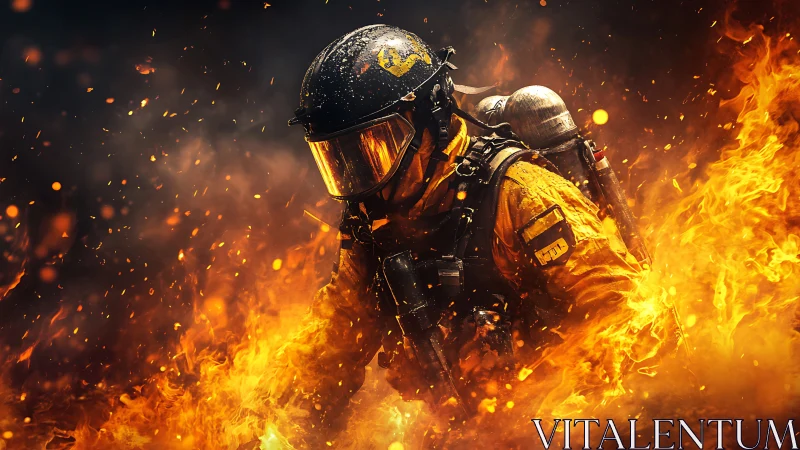 Firefighter's Inferno: Heroic Stand Against Raging Blaze