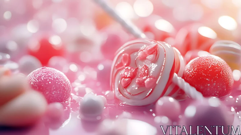 Crystallized Beauty: Frosted Candy Spheres in Vibrant Dreamscape.