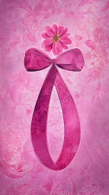 Pink Floral Ribbon Composition with Velvet Bow.