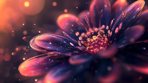 Galactic petals unfold in luminous macro floral bloom.