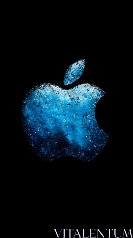 Blue textured apple-shaped emblem appears on black background