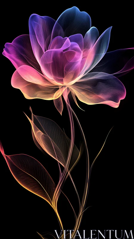 Luminous spectral blossom unfolding in prismatic twilight.