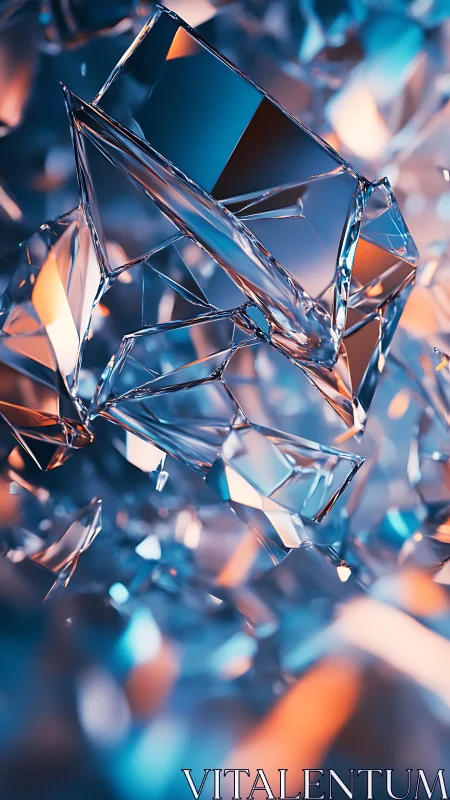 Shimmering crystal shards catch warm and cool city lights