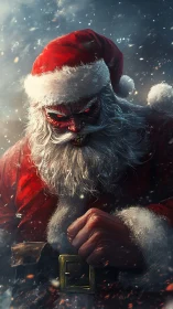 Sinister Santa portrait rendered in dramatic digital realism