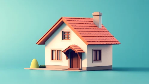 Charming Cartoon House Illustration with Pastel Colors and Clean Lines.