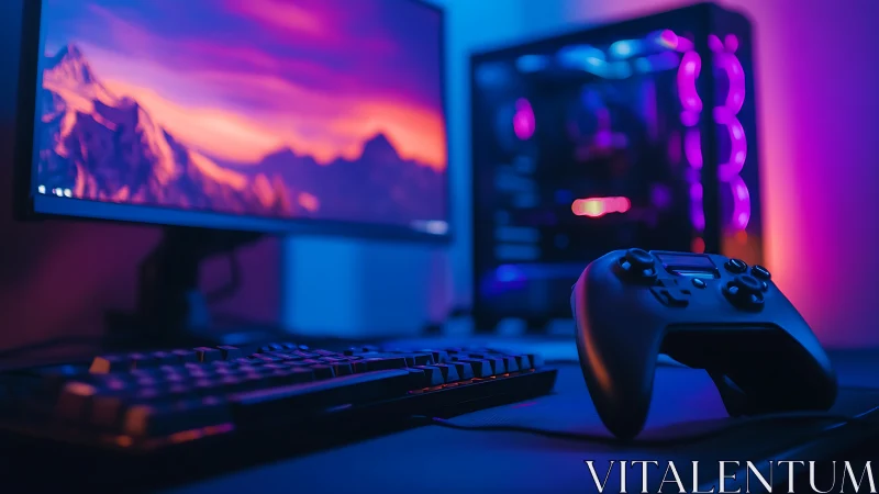 RGB-lit gaming workstation showcases console-style controller