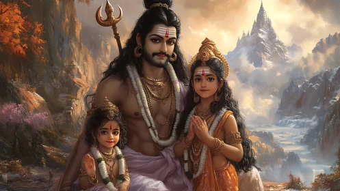 Divine Himalayan family portrait radiates warmth and devotion