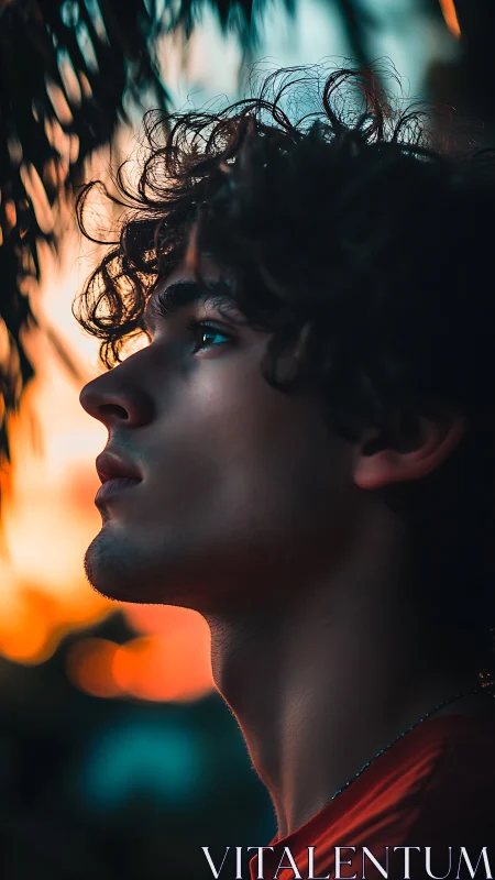 Sunset glow cradles a thoughtful young profile in warmth