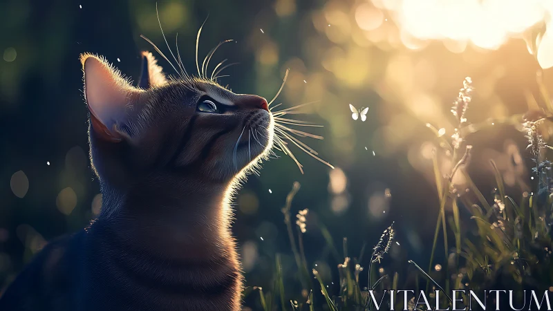 Sunlit whiskers, meadow kitten, and a drifting daydream moth.