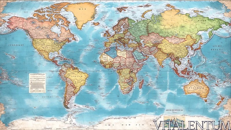 Vintage political world map evokes classic classroom exploration