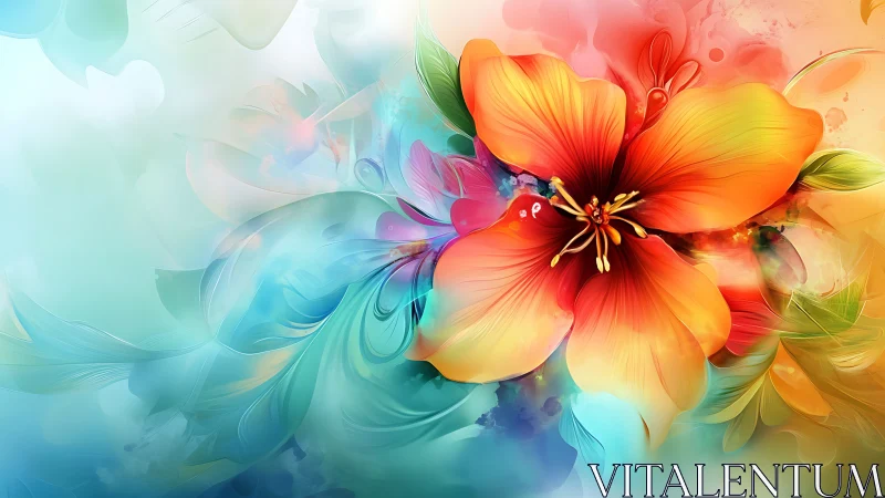 Gradient-rendered floral composition with spectral color transitions