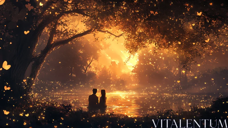 Golden Hours Together: An Enchanted Riverside Moment.