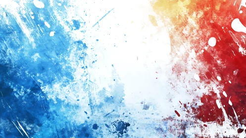 Abstract Red and Blue Paint Splatter Art with Grunge Texture.