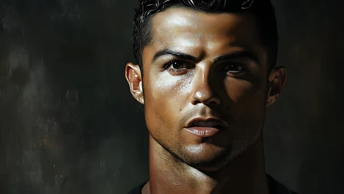 Intense athlete portrait carved from liquid shadow and light.