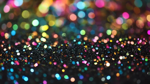 Vibrant multicolored glitter macro with dreamy bokeh effect.