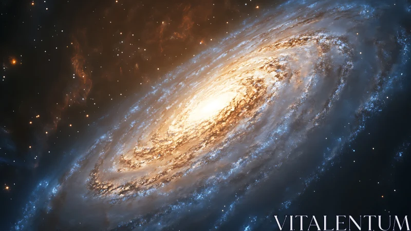 Radiant spiral galaxy core amid deep cosmic voids.