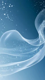 Glistening white ribbons of light drift gently across blue space