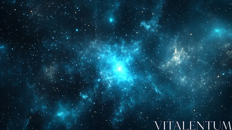 Luminous blue nebula expands across dense star field