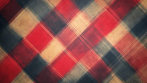 Vintage red and beige tartan plaid pattern with textured effect.