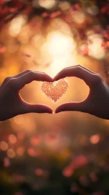 Hands sculpt love from light itself