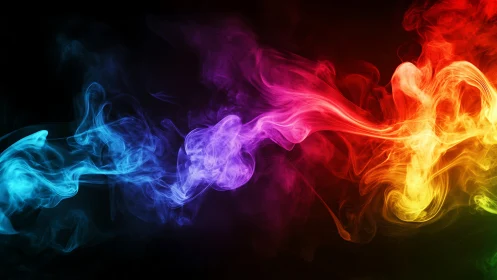 Multicolor volumetric smoke plumes form continuous RGB spectrum band