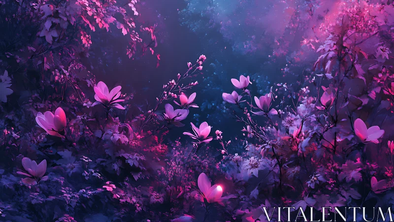 Neon Blossoms: Where Magic Meets Midnight Garden.