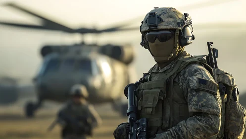 Tactical aviator escort in forward-operating rotary deployment.