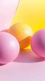 Tri-sphere pastel composition explores smooth and textured shading