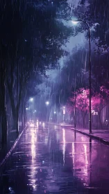 Neon rain writes quiet poems across the midnight avenue