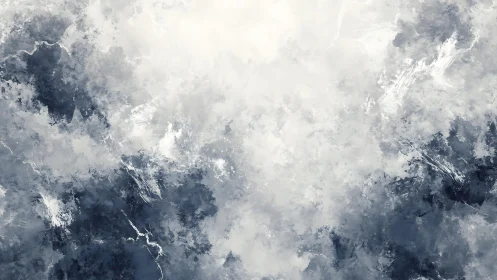 Abstract cloudy sky in blue and white digital watercolor style.