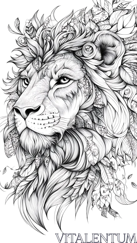 Regal forest lion quietly blooms into swirling leafwork