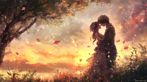 Sunset Romance Under the Ancient Tree