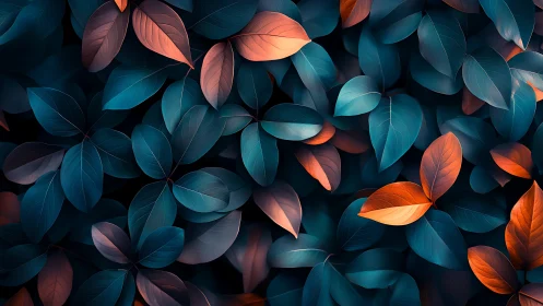 Bicolor foliage pattern in teal and copper digital rendering.